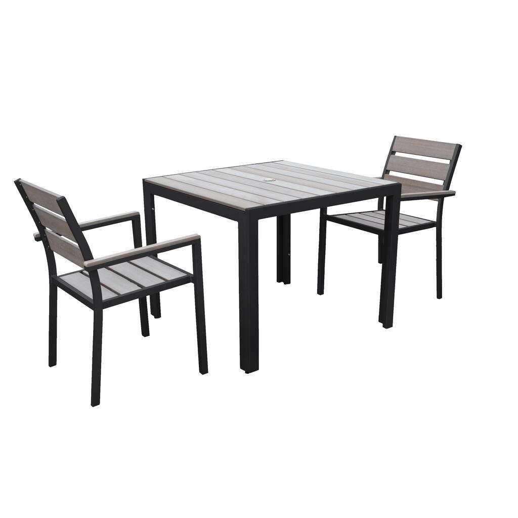 CorLiving 3pc Sun Bleached Black Outdoor Dining Set