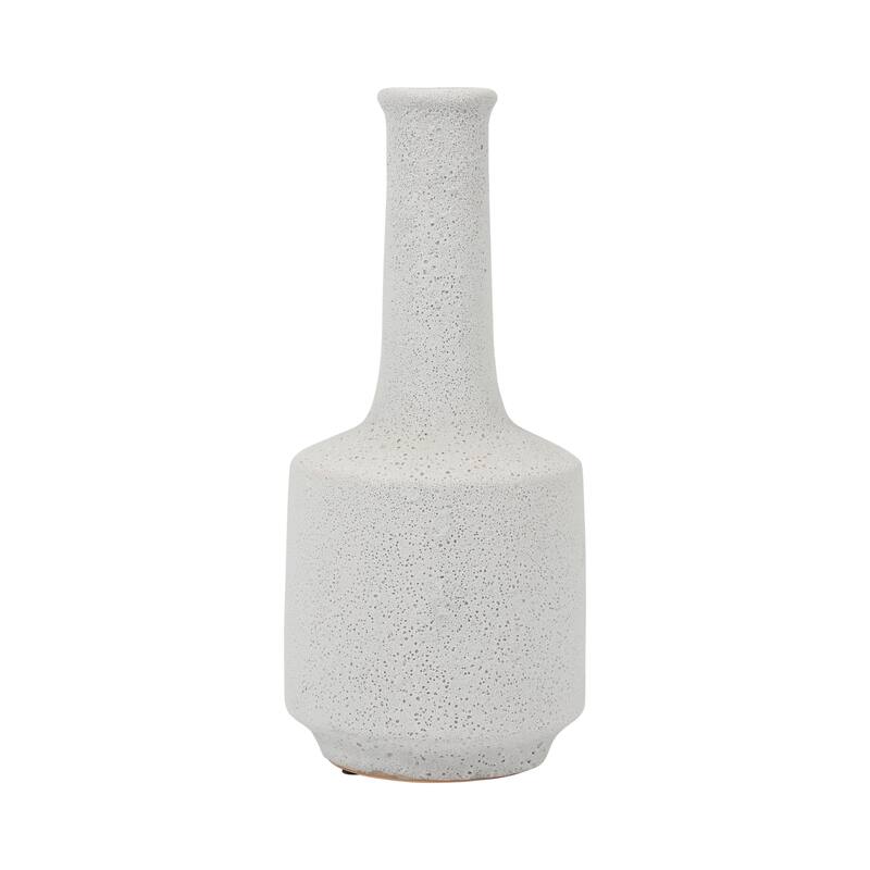 Sagebrook Home 16'' Volcanic Texture Clay Vase, Serenity Quazt Vase, White