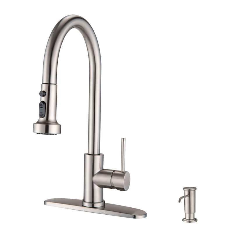 Pull Down Kitchen Faucet With Soap Dispenser Single Handle Kitchen Sink Faucet One Hole Stainless Steel Modern Basin Mixer Taps
