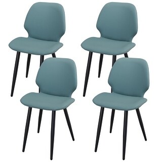 Metal Shell Chair Leather Dining Chair with Metal Legs, Shell Shape Upholstered Chair Set ...