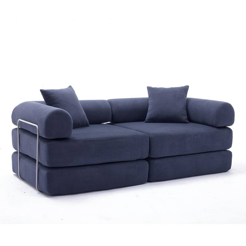 Modular Couch Sofa Bed, Convertible Design with Removable Armrests,Folding Mattress Couch for Small Spaces ,No Assembly