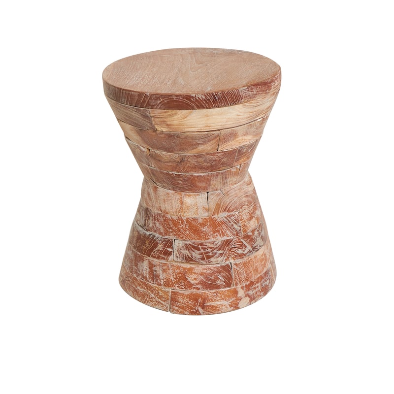 Teak Wood Intricately Carved Accent Table - Brown - Roche River Decor