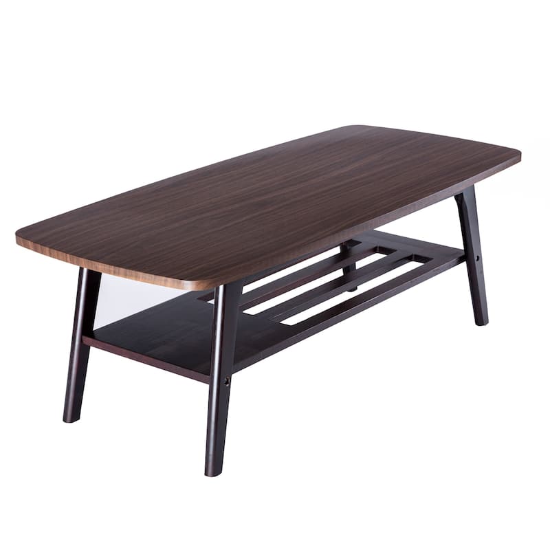 Gala 45, 47 Inch Modern Loveseat and Coffee Table Set, Dark Gray, Brown