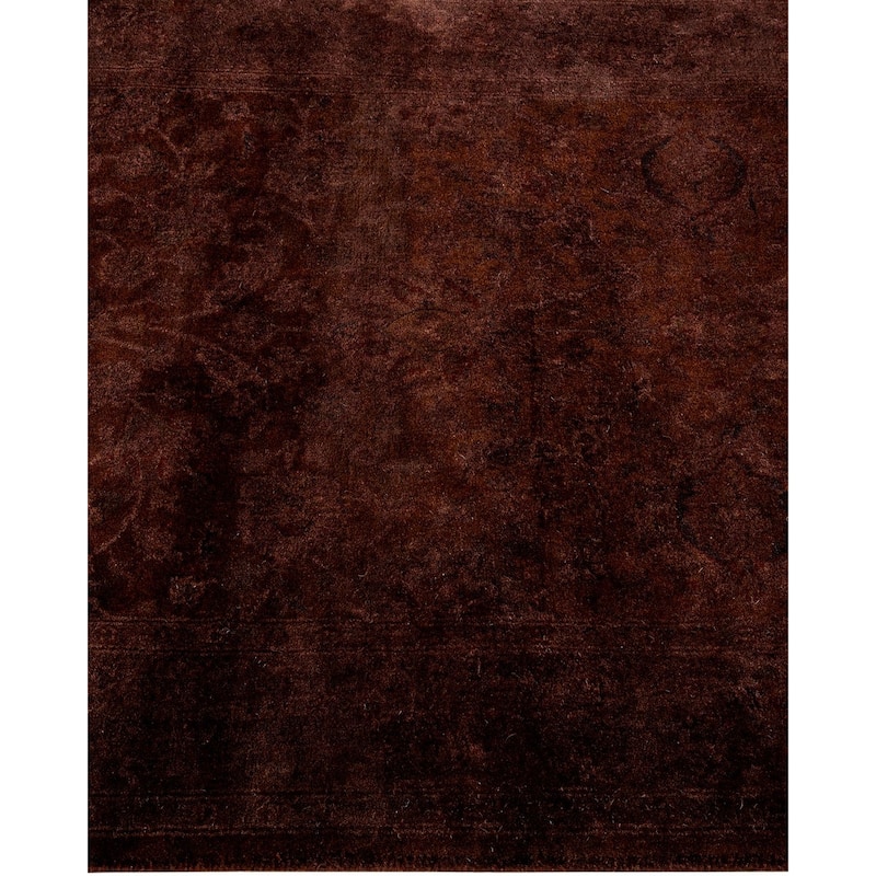 Overton Hand Knotted Wool Vintage Inspired Modern Contemporary Overdyed Brown Area Rug - 2' 7" x 4' 5"
