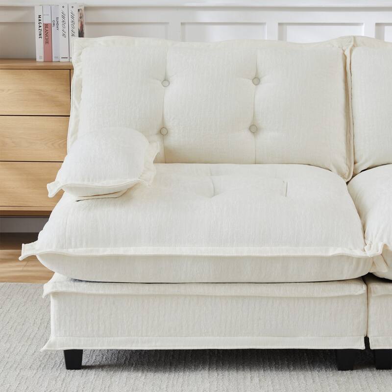 107.8" Chenille Sectional Sofa with Movable Ottoman