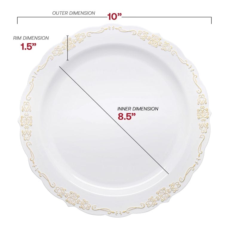 Vintage Rim Round Disposable Plastic Plate Packs - Party Supplies