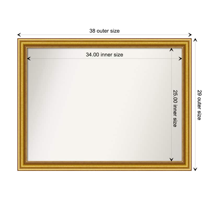 Townhouse Gold Framed Non-Beveled Custom Wall Mirror, Bathroom Vanity Mirror - Outer Size: 37.75 x 28.75