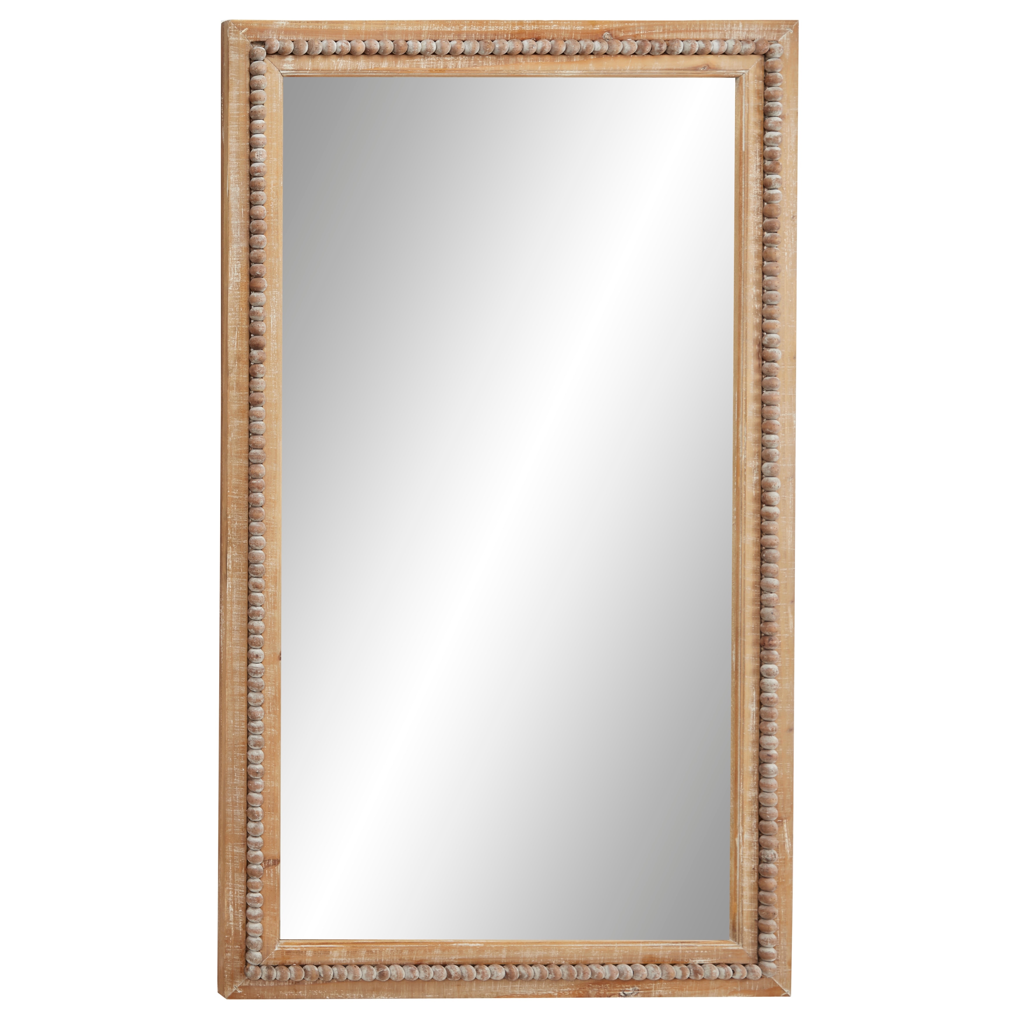 Wood Washed Beaded Wall Mirror - Brown - Roche River Decor