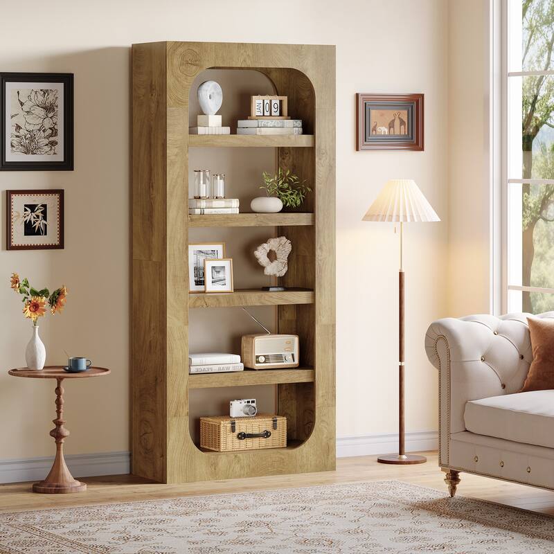 70.9-Inch Tall Bookcase 5-Tier Modern Wood Bookshelf for Living Room