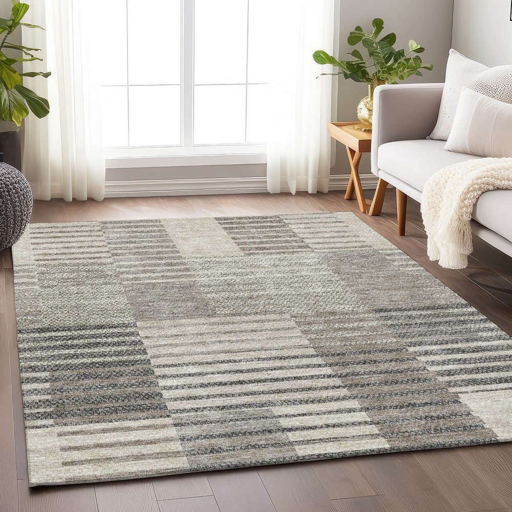 Premium Washable Super Soft Geo Stripe Mayfield Rug