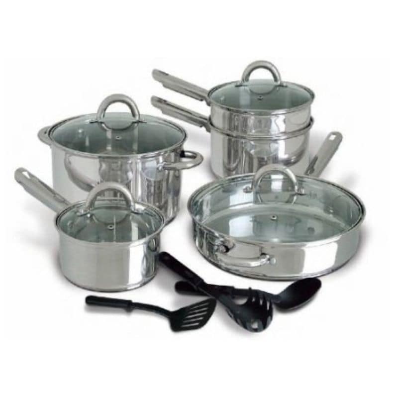Stainless Stee Cookware Set Pots Sauce Pans Frying Pan Set 12