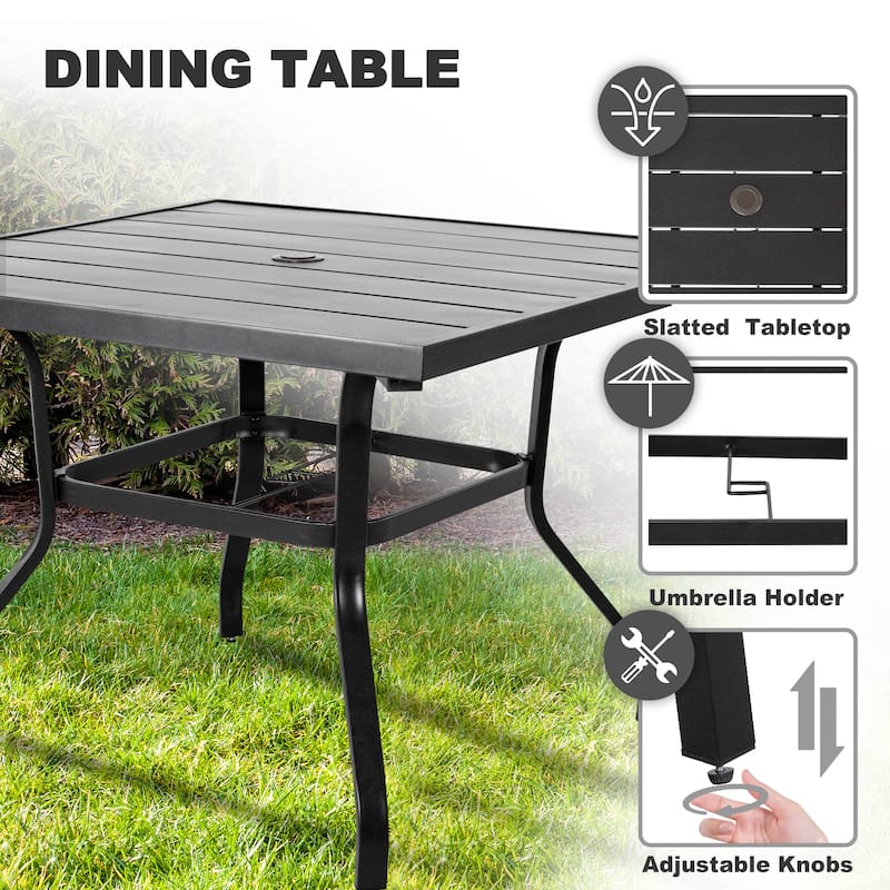 Outdoor 5-Piece Dining Set, Textilene Fabric, Powder-coated Iron Frame