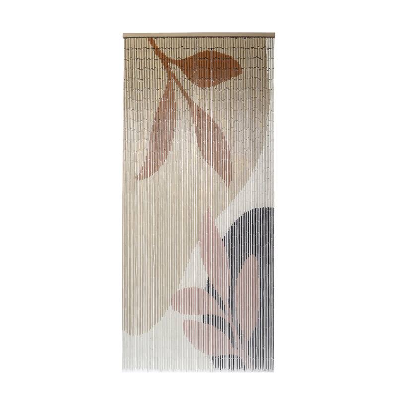 Bamboo Beaded Door Curtain 65 Strings 79" W x 36" W - 79" H x 36" W x 0.6" D - Beige