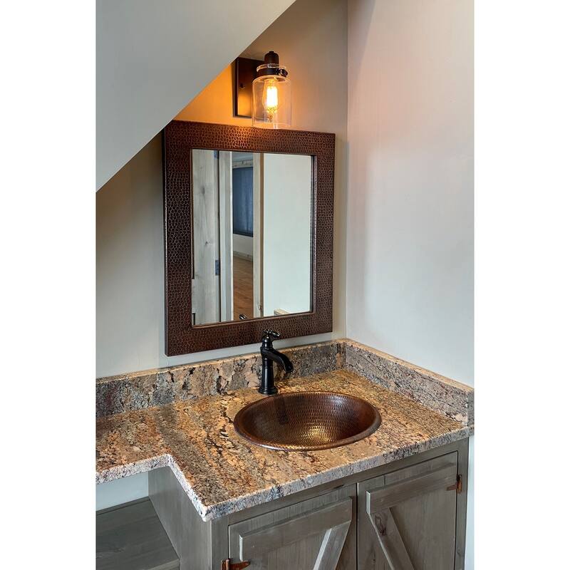 36-in Rectangle Hammered Copper Mirror in Oil Rubbed Bronze (MFREC3631) - Oil Rubbed Bronze