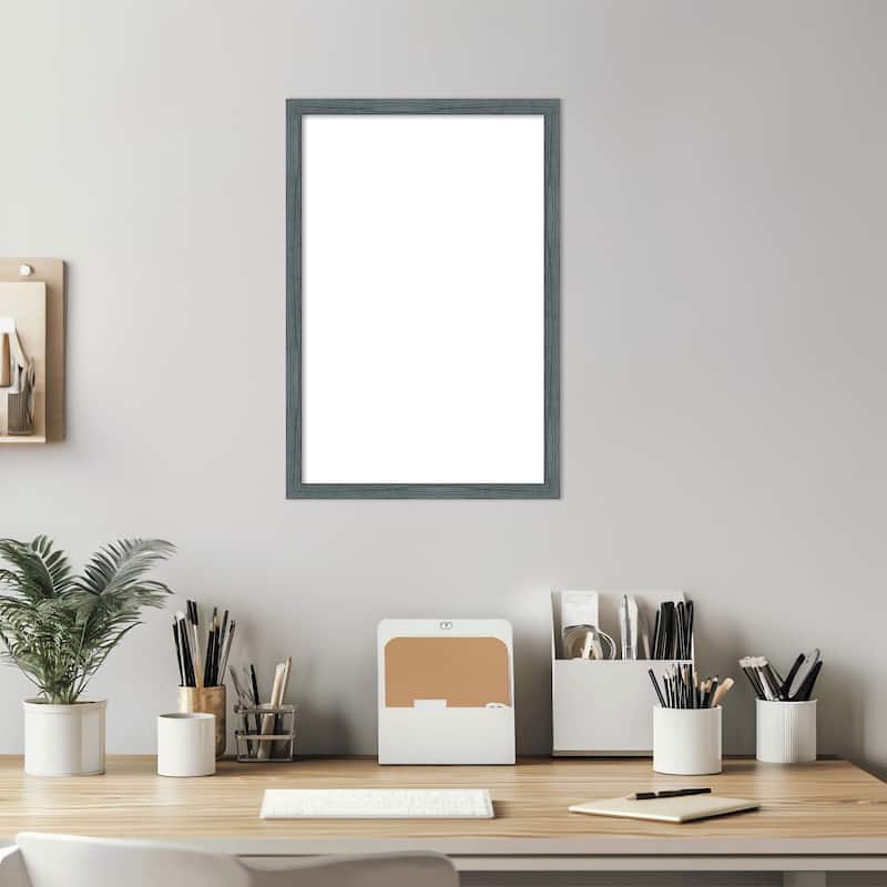 Amanti Art Dixie Blue Grey Rustic Narrow Framed Dry Erase Magnetic Board