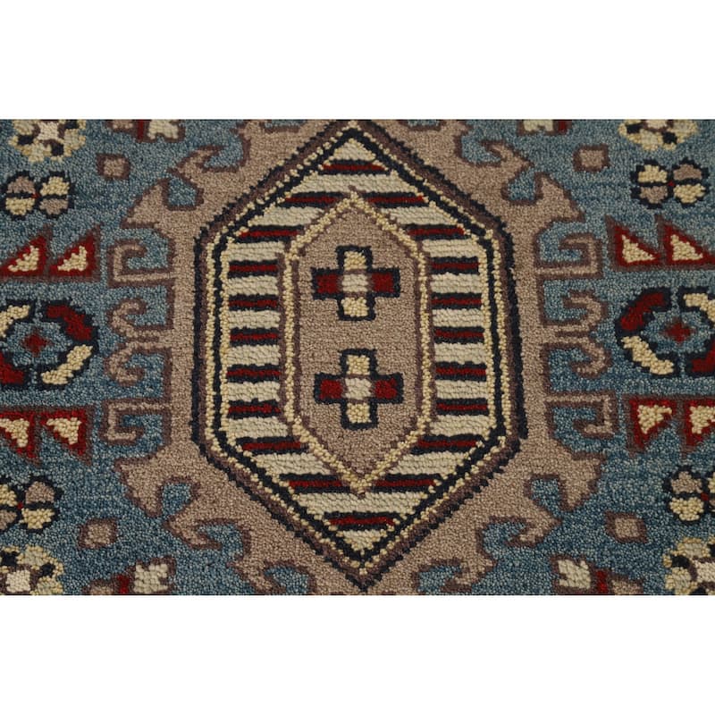 Light Blue Heriz Serapi Indian Runner Rug Hand-Knotted Wool Carpet - 2'7" x 7'11"