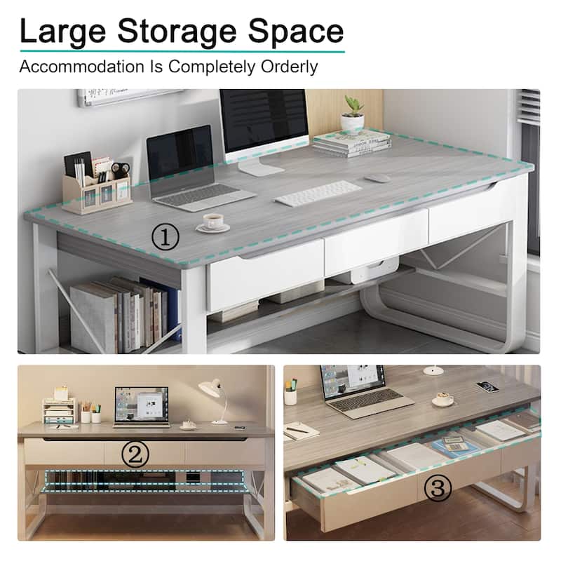 55.12" Rectangle Modern Multi-Functional Computer Desk