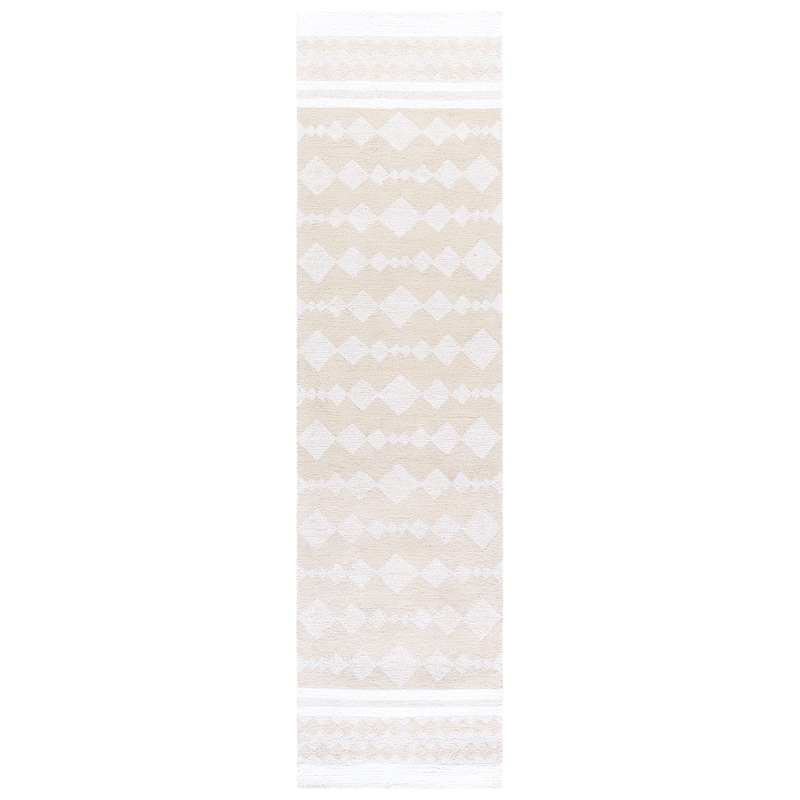 SAFAVIEH Handmade Capri Heike Modern Wool Rug - 2'3" x 9' Runner - Ivory/Beige