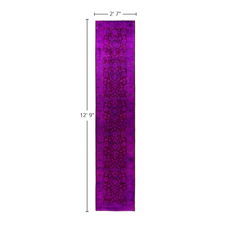 Fine Vibrance One-of-a-Kind Hand-Knotted Runner Rug - Purple, 2' 7" x 12' 9" - 2' 7" x 12' 9"