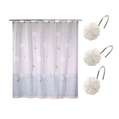 Avanti Seaglass Shower Curtain & Shower Hook Set - Multicolor
