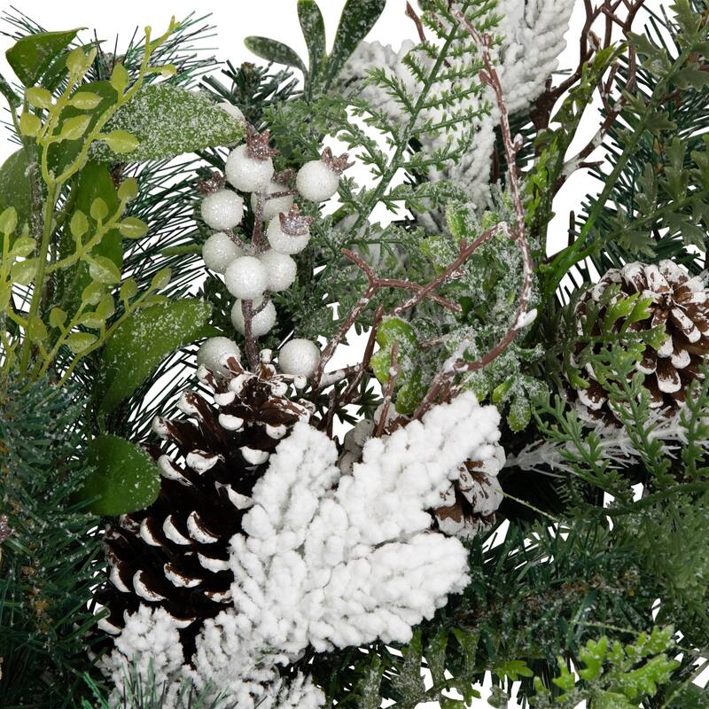 real touch™️ frosted pinecones and berries christmas wreath 36" unlit
