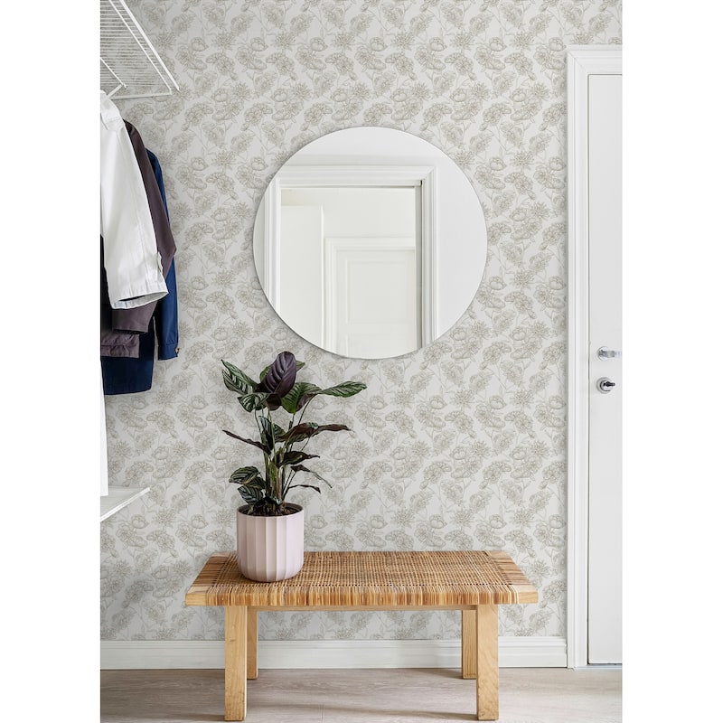 NuWallpaper Gilded Floral Cream Peel and Stick Wallpaper