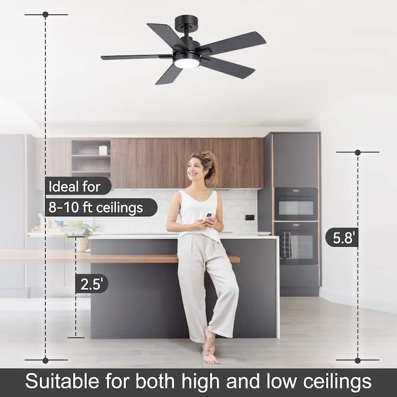 42/48/52/56/60/65-IN LED Ceiling Fan with Light Kit and Remote(5/6/7/8-Blade)