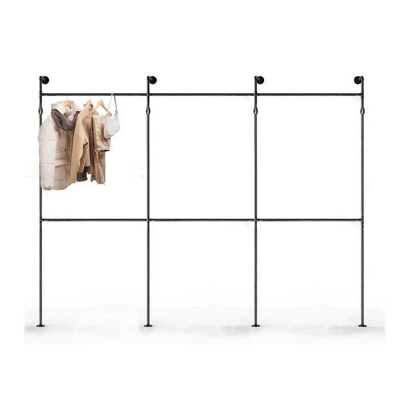 Industrial Pipe Clothing Rack - 12 x 112 x 84 inches - Black-84" x 112"