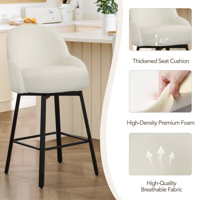 Spruce & Spring Amari Swivel Upholstered Counter Bar Stool with Thickened Cushion
