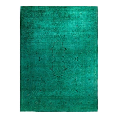 Contemporary Overdyed Wool Hand Knotted Area Rug - 10' 1" x 13' 7"