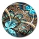preview thumbnail 2 of 8, Designart 'Light Blue Fractal Flower' Oversized Modern Wall CLock