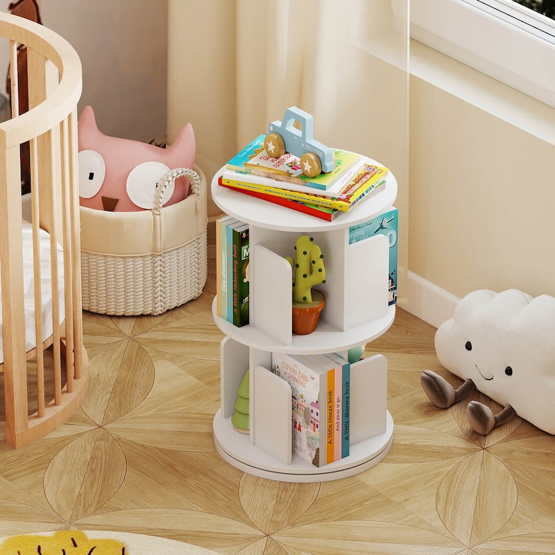 Costway 1/2 PCS 2-Tier Rotating Bookshelf 360° Display Rack with - See Details