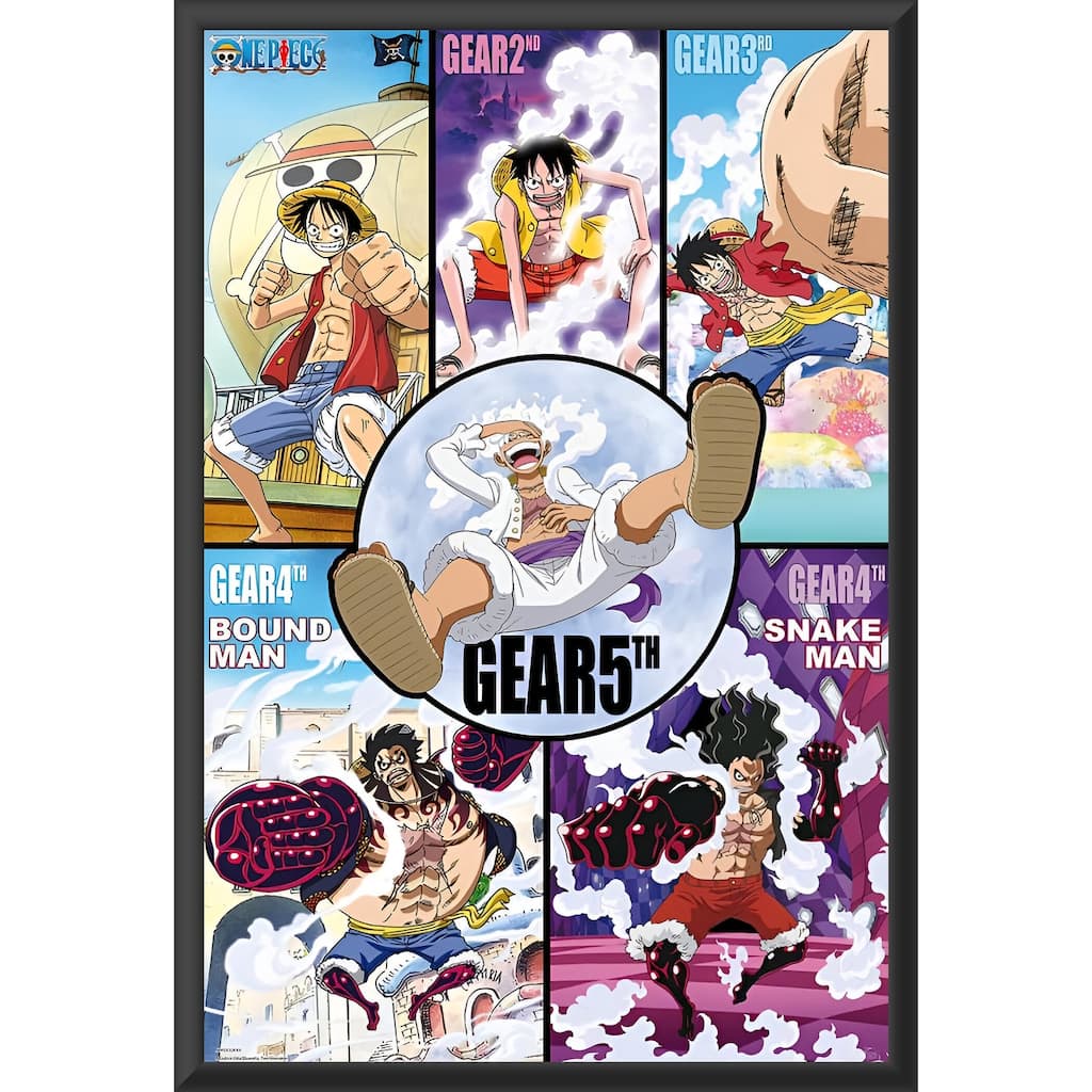 One Piece - Gears History Framed Art Poster - 24 x 36 Inch