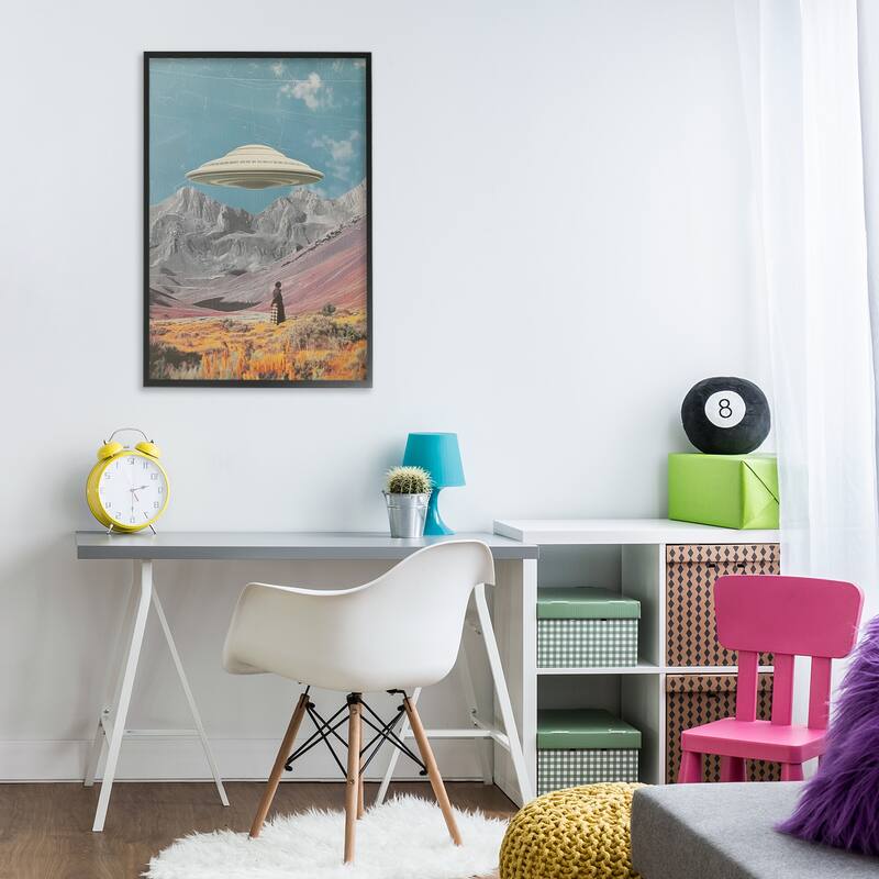 Stupell UFO over Mountain Valley Framed Giclee Art Design By Wumples