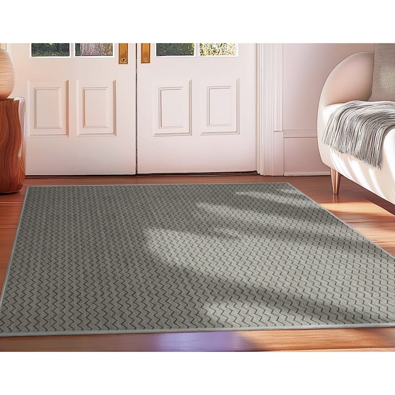 Well Woven Apollo Elemental Mesa Modern Flat Pile Stain Resistant Rug - 3'3" x 5' - Grey