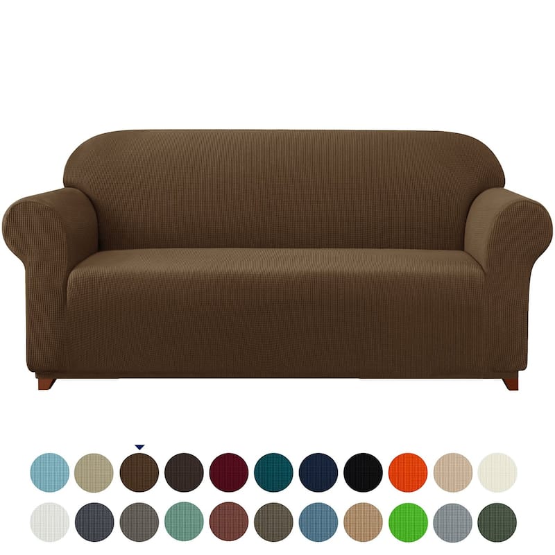 Subrtex 1 Piece Loveseat Slipcover Stretch Spandex Furniture Protector - Coffee