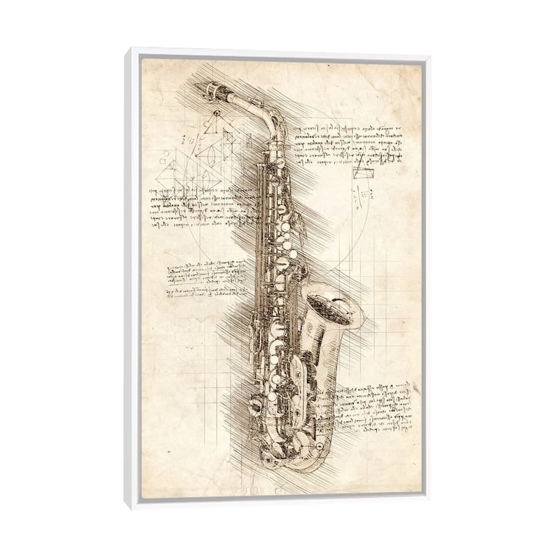 iCanvas "Saxophone" by Cornel Vlad Framed Canvas Print - White - 40x26
