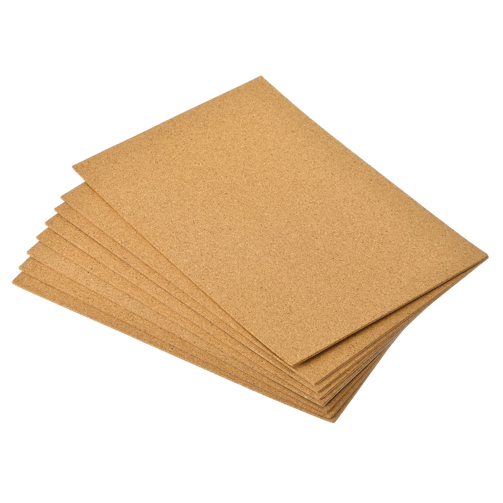 8pcs Self-Adhesive A4 Size Cork Sheets, 2mm Thick 8.3" x 11.8" Backing Sheets - Brown