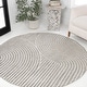 preview thumbnail 103 of 125, JONATHAN Y Odense Minimalist Curve Geometric Gray/Ivory Area Rug 5' Round - Gray/Ivory