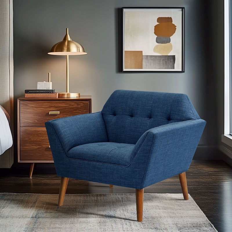 INK IVY Newport Wide Mid-Century Modern Lounge Chair - Single - Blue