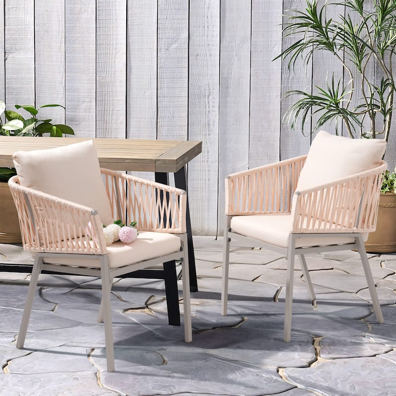 Outdoor 2 peice Aluminium Rope Dining Chairs