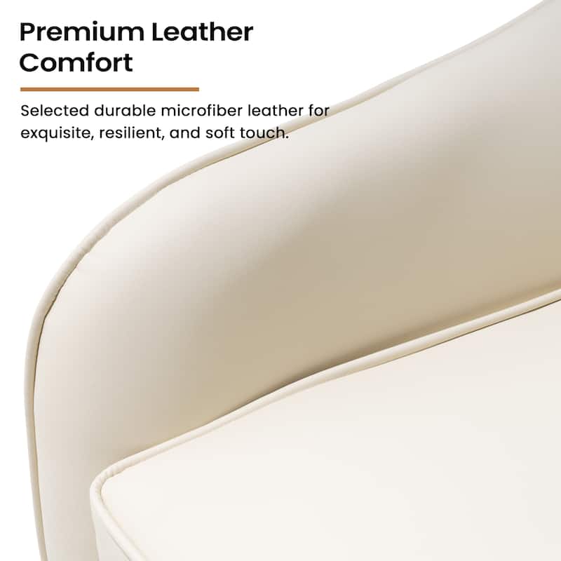 Modern Upholstered 360-degree Swivel Accent Chair Faux Leather Sofa Chair