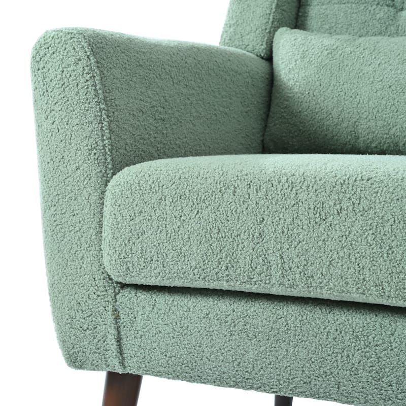 Teddy Fabric Accent Chair with Wooden Legs and Mid-Century Lounge Chair (275lb Capacity)