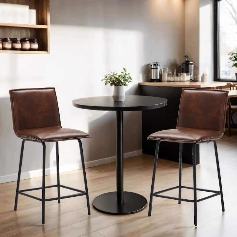 Modest 24" Seat Height Faux Leather Counter Stools