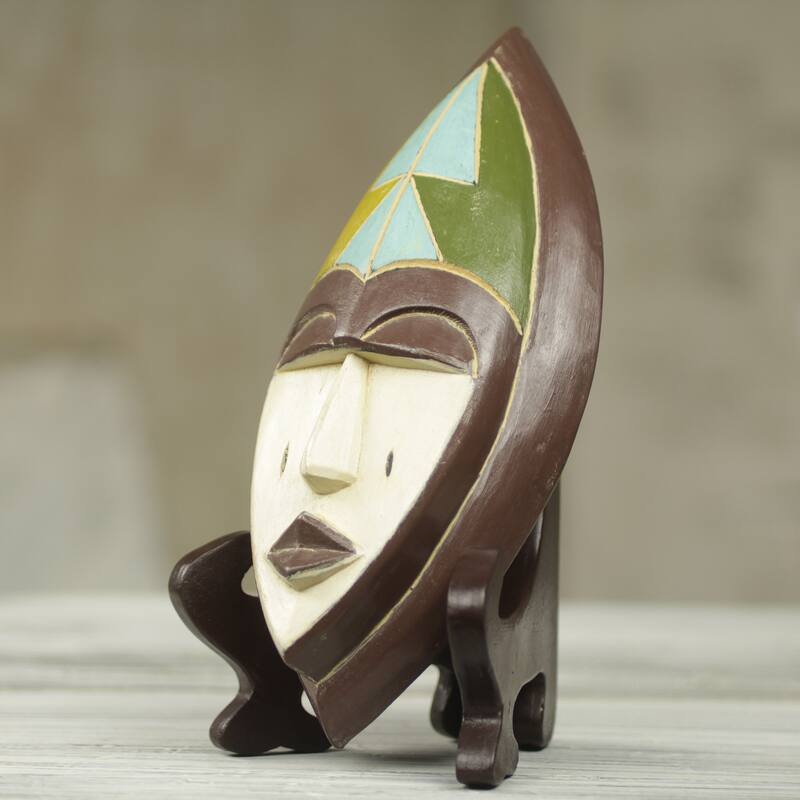 Novica Handmade Patience African Beaded Wood Mask