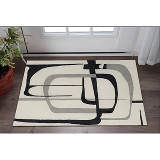 HomeRoots 2' X 3' Gray and Ivory Wool Abstract Hand Tufted Area Rug - 2 ...