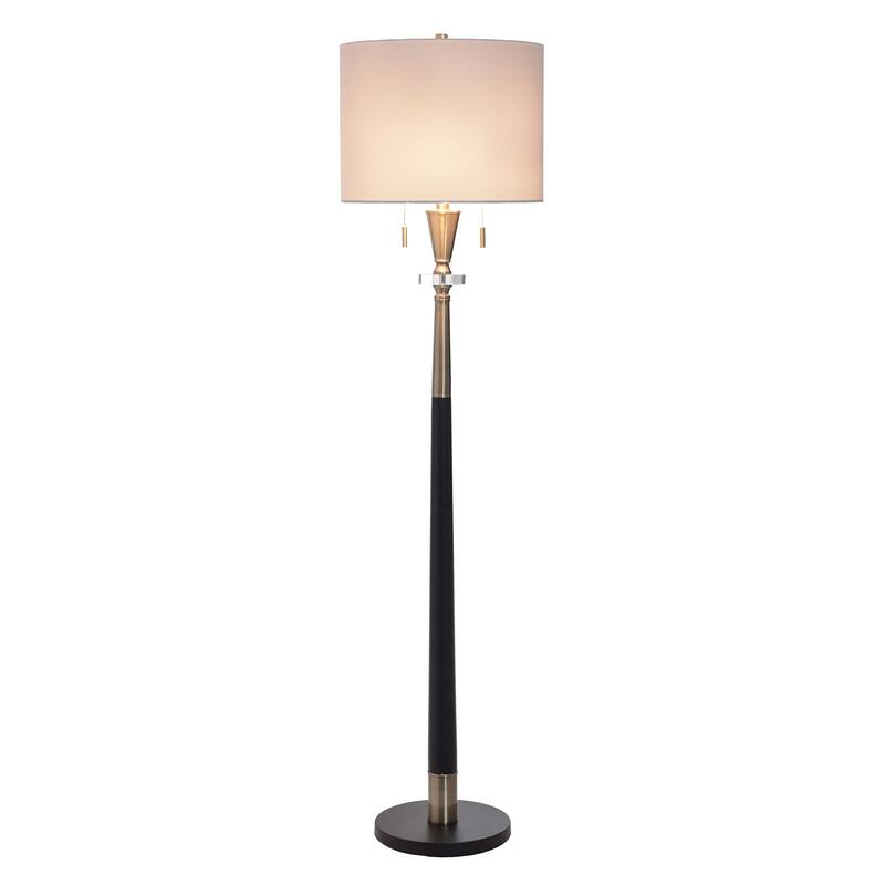 StyleCraft Langston Floor Lamp - Larson Gold & Black - White Shade