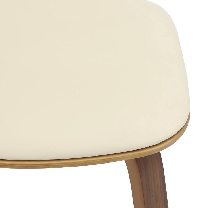 Clivo Leather Dining Chair with Open-Back and Poplar Wood Legs for Kitchen or Dining Room Set of 2