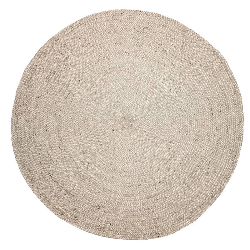 Jani Tara Braided Natural Jute Area Rug - Kerala Round Rug, 4-Feet, Durable, Superior Quality - 6' Round - Ivory