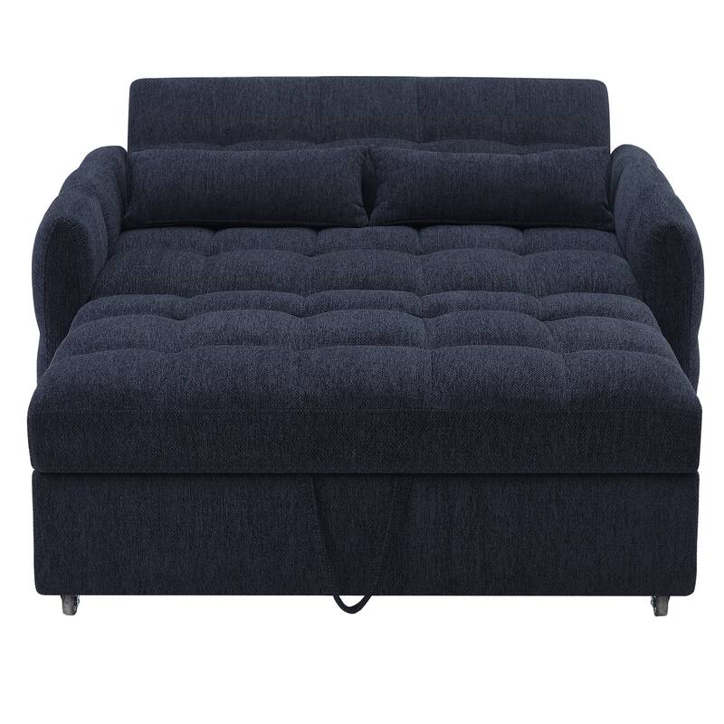 Loveseat Sleeper Sofa with Built-in 3 USB Ports, Adjustable Backrest Convertible Sofa Bed with Lumbar Pillows